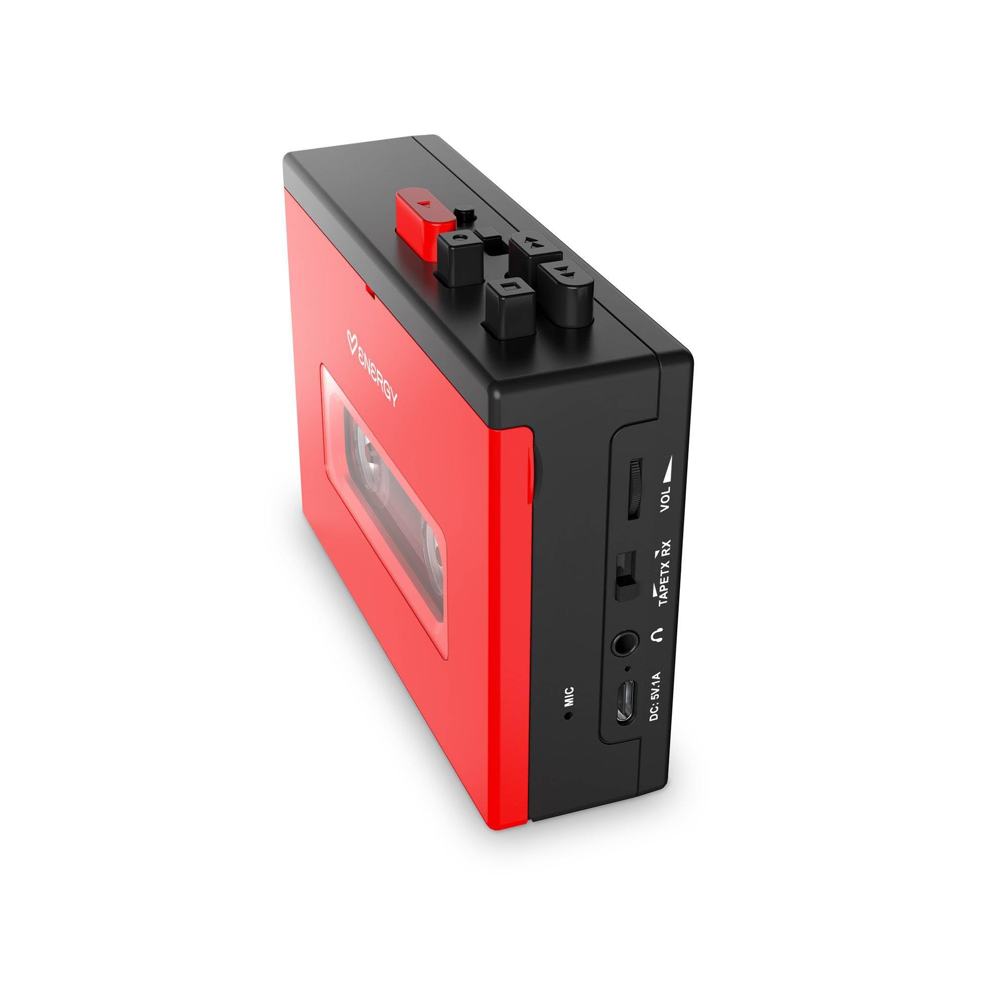 Energy Sistem Tragbarer Kassetten-Player, Bluetooth, In/Out, wiederaufladbarer USB-C-Akku, Lautsprecher und integriertes Mikrofon, analoger Retro-Sound, inklusive Vintage-Kopfhörern, Sprachaufnahme