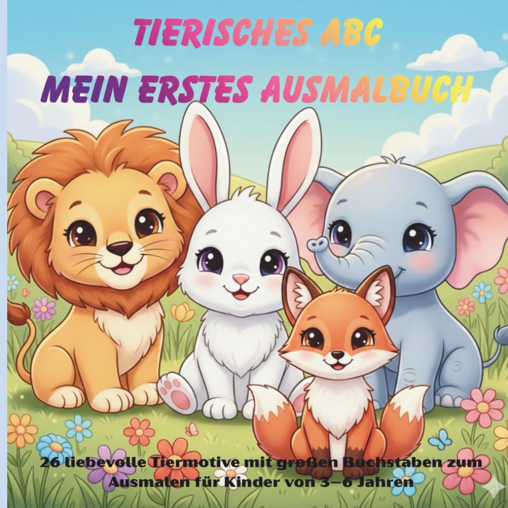 Tierisches ABC – Mein erstes Ausmalbuch: 26 liebevolle Tiermotive mit großen Buchstaben zum Ausmalen für Kinder von 3–6 Jahren
