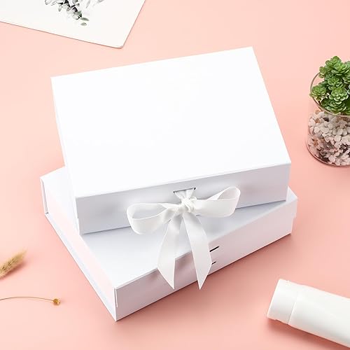 Miniatura 7 de GREDNA Caja de regalo blanca europea con tapa, cajas de cierre magnético, caja de regalo plegable, caja de propuesta de boda, caja de papel