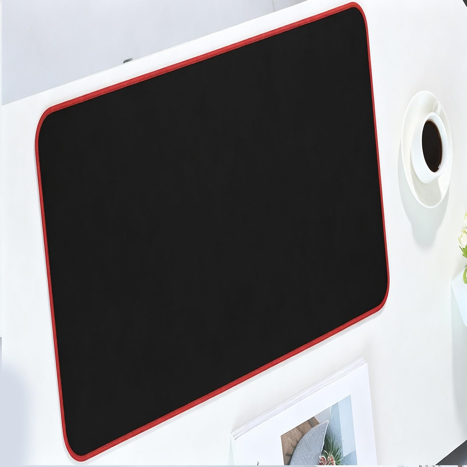 Tappetino mouse gaming grande XXL con bordi cuciti | Impermeabile antiscivolo tappetino scrivania for PC ufficio e gioco(Red,500*1000‑2mm)