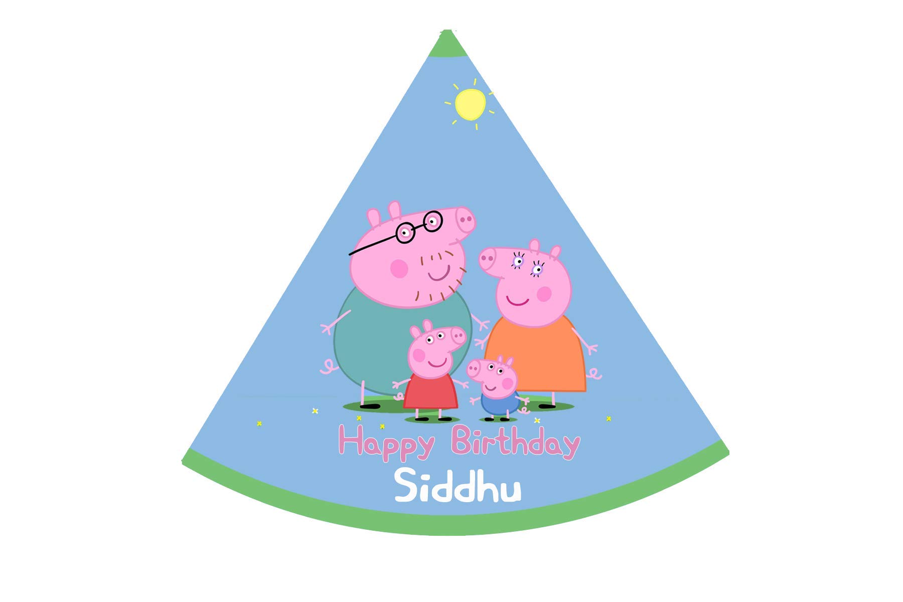 WoW Party Studio Personalised Pig Cartoon Theme Happy Birthday Party Decorations Party Caps/Hats with Birthday Boy/Girl Name - 10Pcs