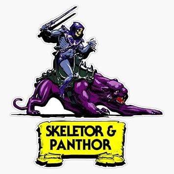 Vintage Skeletor Style Print - Skeletor & Panthor Waterproof Vinyl Window Bumper Sticker Decal 5"
