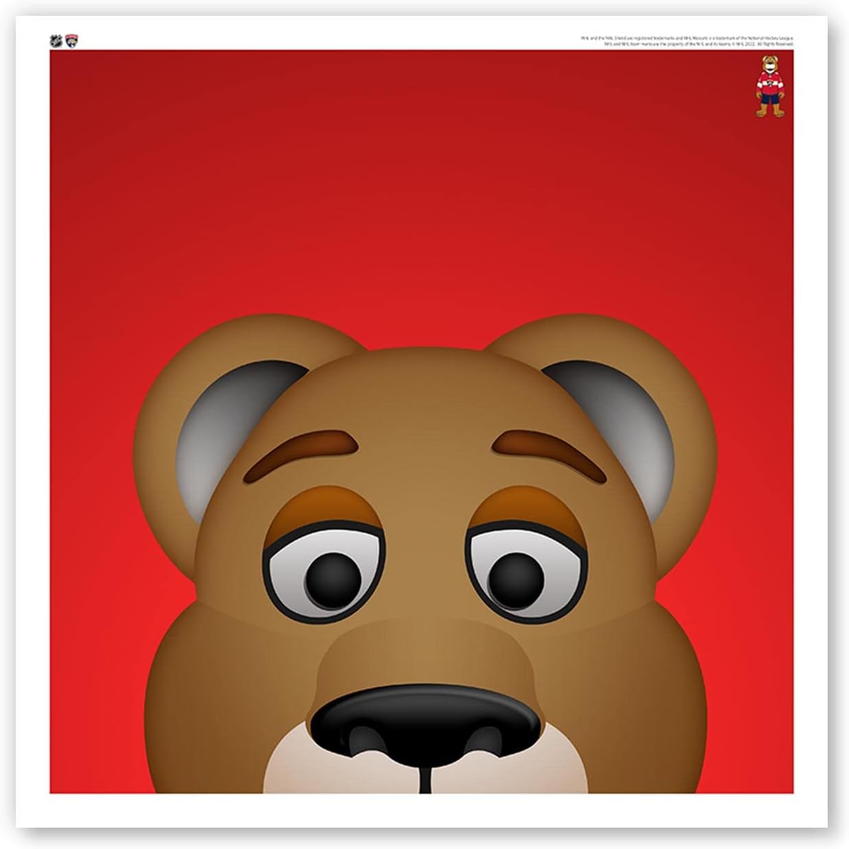 Florida Panthers Mascot Stanley C. Panther Minimalist Peeker NHL Fine Art Print by S. Preston Kids Room Wall Decor, 12" x 12" Unframed Collectible Poster, Colorful Clean Sports Artwork