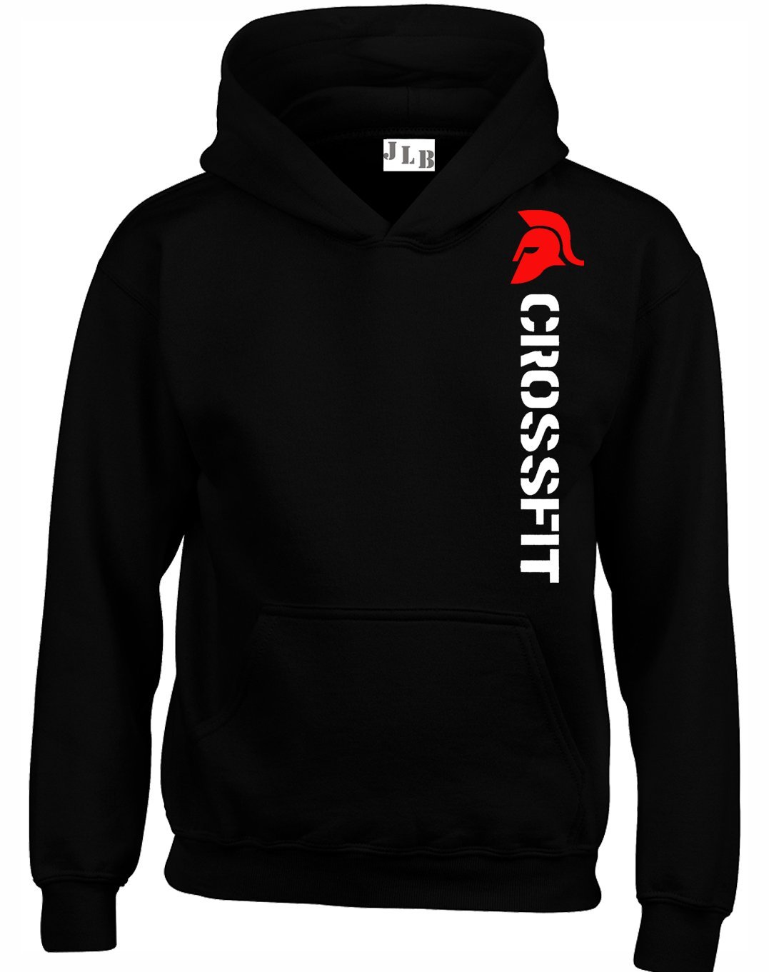 JLB Print Crossfit Spartan Helmet Gym Sports Fan Premium Quality Unisex Hoodies for Men, Women and Teens Black