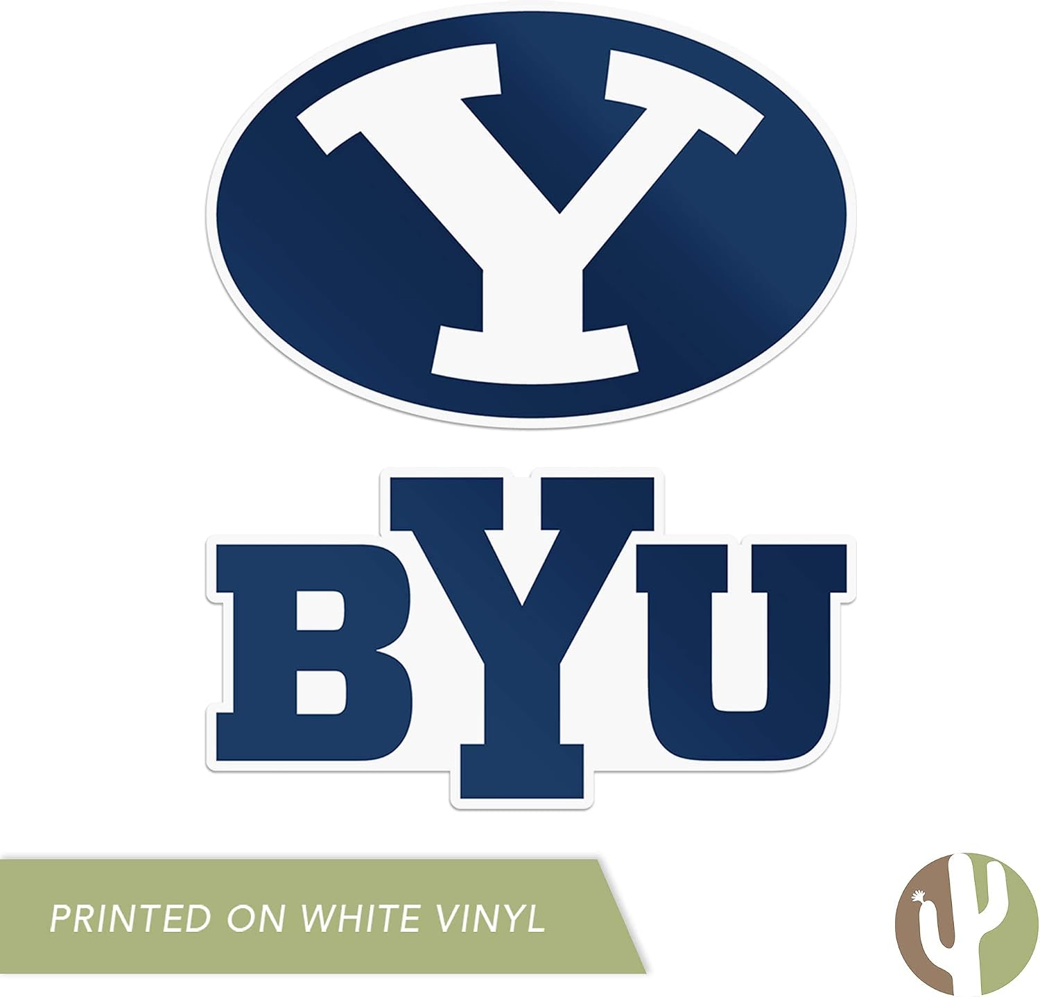 Desert Cactus Brigham Young University Sticker Cougars BYU Cougs Vinyl Decal Laptop Water Bottle Car Scrapbook Sheet (4 Inch Set V1)