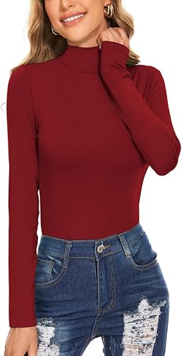 Camisetas de manga larga con cuello alto falso para mujer, estilo casual, ajustadas, ligeras, debajo de la capa