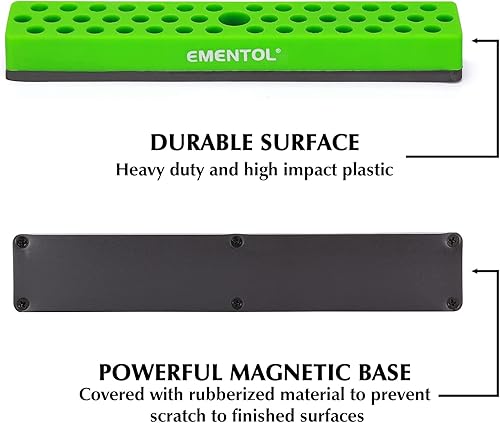Miniatura 10 de EMENTOL Juego de 2 soportes magnéticos de 14 pulgadas, rojo y azul, 86 agujeros, organizador de brocas con imán fuerte, organizador de brocas