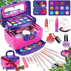 Chuchik Kids Makeup Kit for Girl – 41 Pcs Little Girls Makeup for Kids 4-6 8-12 – Washable, Non-toxic Children Toddler…