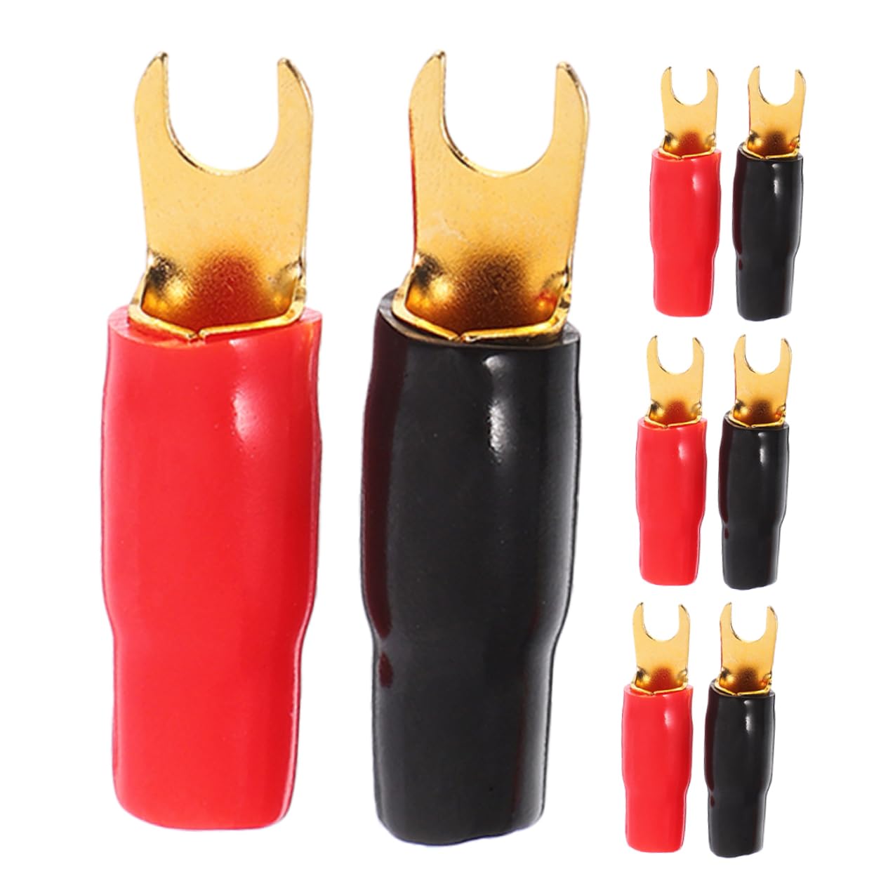 Unomor Speaker Wire Terminal Connectors Pairs Fork Spade Adapters High Power Audio System Crimp Terminals and Stable
