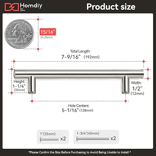 Miniatura 32 de homdiy - Tiradores de níquel cepillado para gabinetes, herraje para cajones y puertas de alacenas de cocina y baño, paquete de 40 tiradores, 3