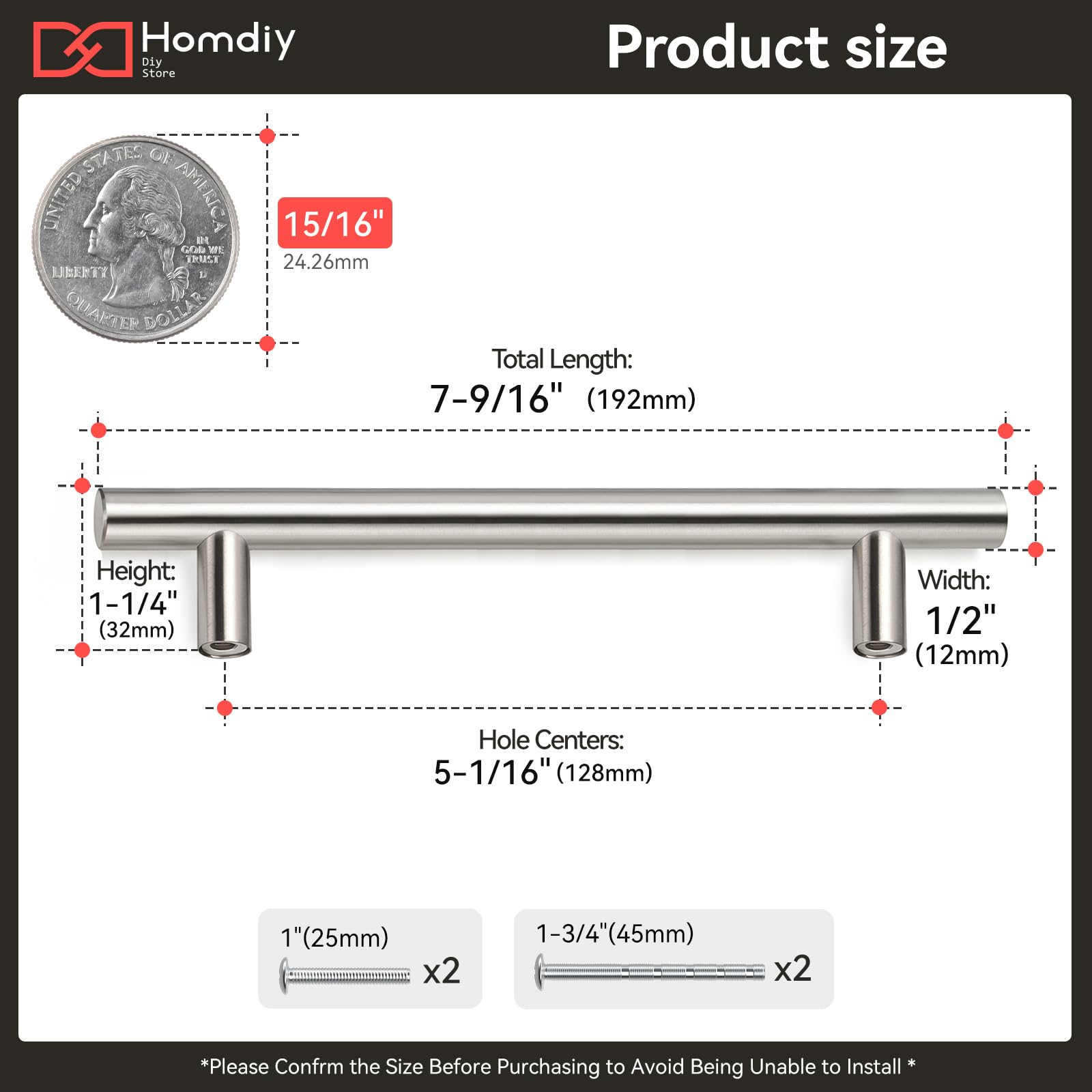 Homdiy Schrankgriffe aus gebürstetem Nickel – HD201BSN Schrank-Hardware Moderne Schubladen-Zuggriffe für Küchenschrank Schubladen Modern Hole Centers:5in(128mm) 25 Pack