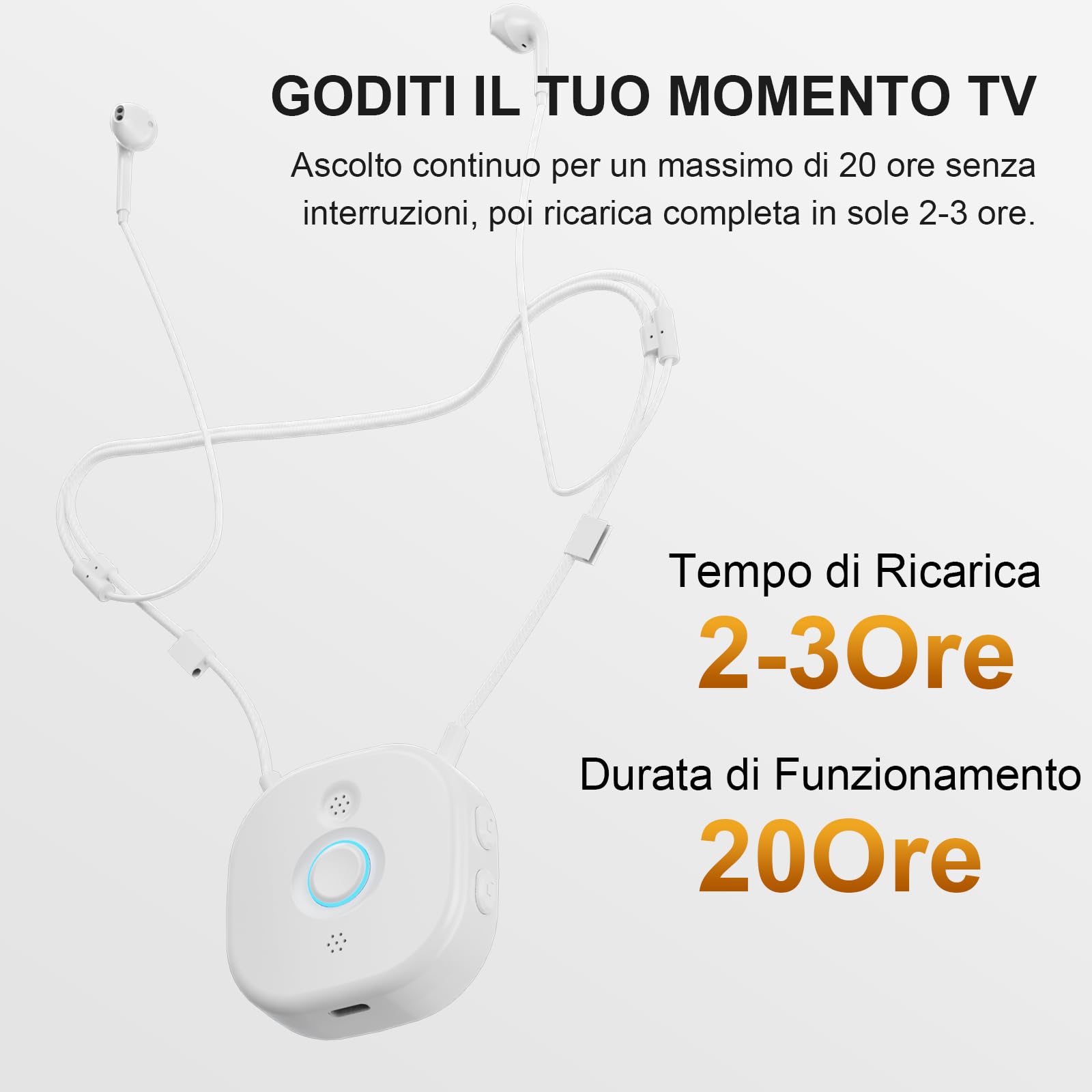 PROW Cuffie TV Senza Fili per Anziani e Ipoudenti, TV Semi-Auricolare con Regolazione Volume L/R Indipendente, Tasti Grandi, Leggere, Assistenza USB/Ottica/RCA/3.5mm per la Maggior parte delle TV