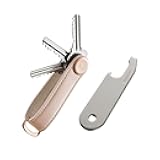 Orbitkey Leather Key Organizer Blush with Blush Stitching + Orbitkey Bottle Opener Compatible with Orbitkey Key Organizer & Key Ring