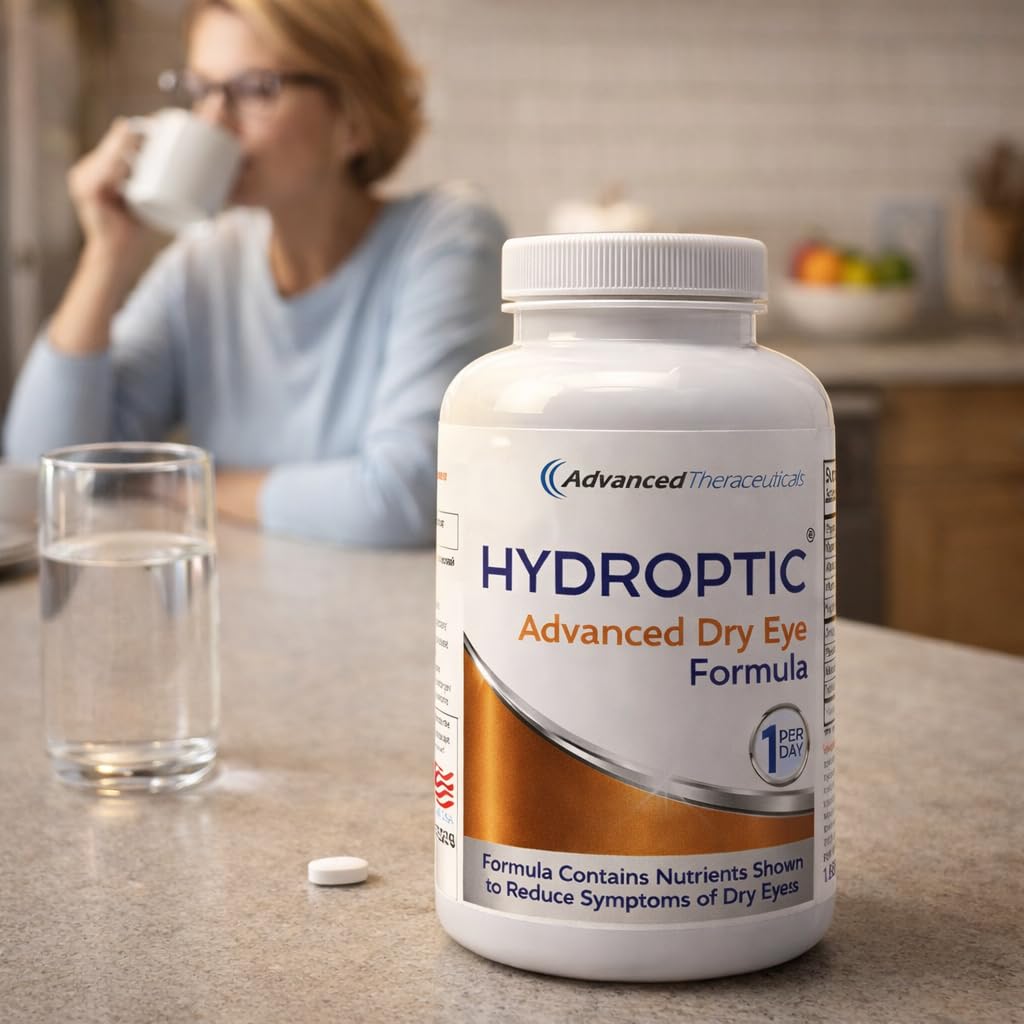 ADVANCED THERACEUTICALS Hydroptic Advanced Dry Eye Formula One-Per-Day 90-Day Supply - Supports Eye Nutrition & Tear Film with Astaxanthin, Omega-3, Vitamins - Areds 2