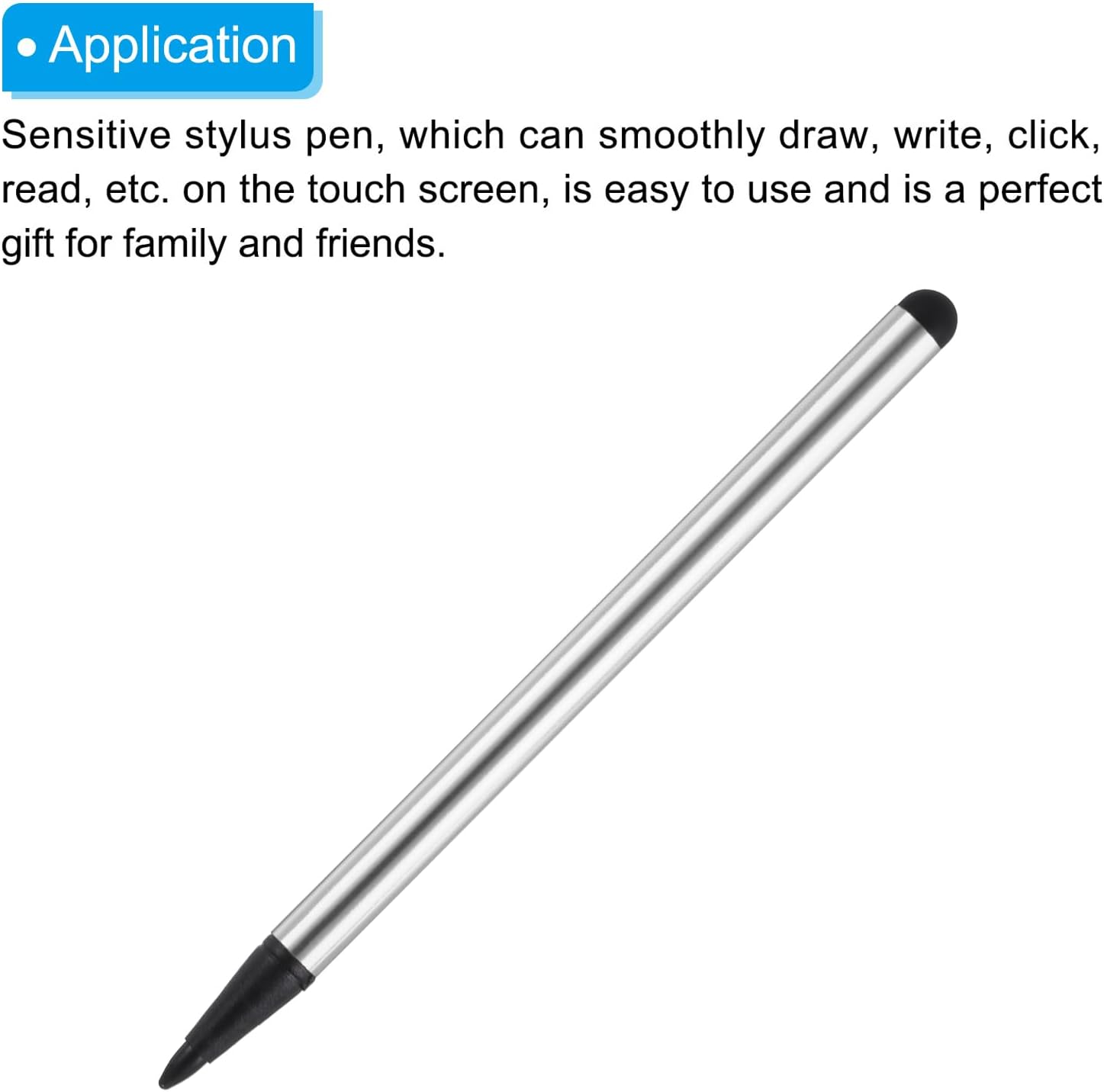 MECCANIXITY 5pcs 2 in 1 Phone Touch Screen Pen Resistive Stylus Pen Aluminum Alloy with Resistance Capacitive Tips Universal, Silver