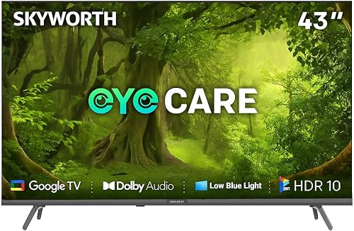 SKYWORTH 43" E5500H 2K Full HD Google smart TV, HDR10, Dolby Audio and Wonder Audio, Google Assistant, Chromecast Built-in, Game Mode, Bluetooth 5.1