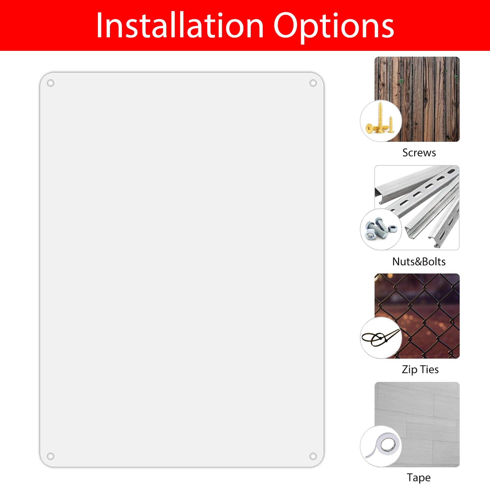 Paquete de 5 carteles de aluminio en blanco