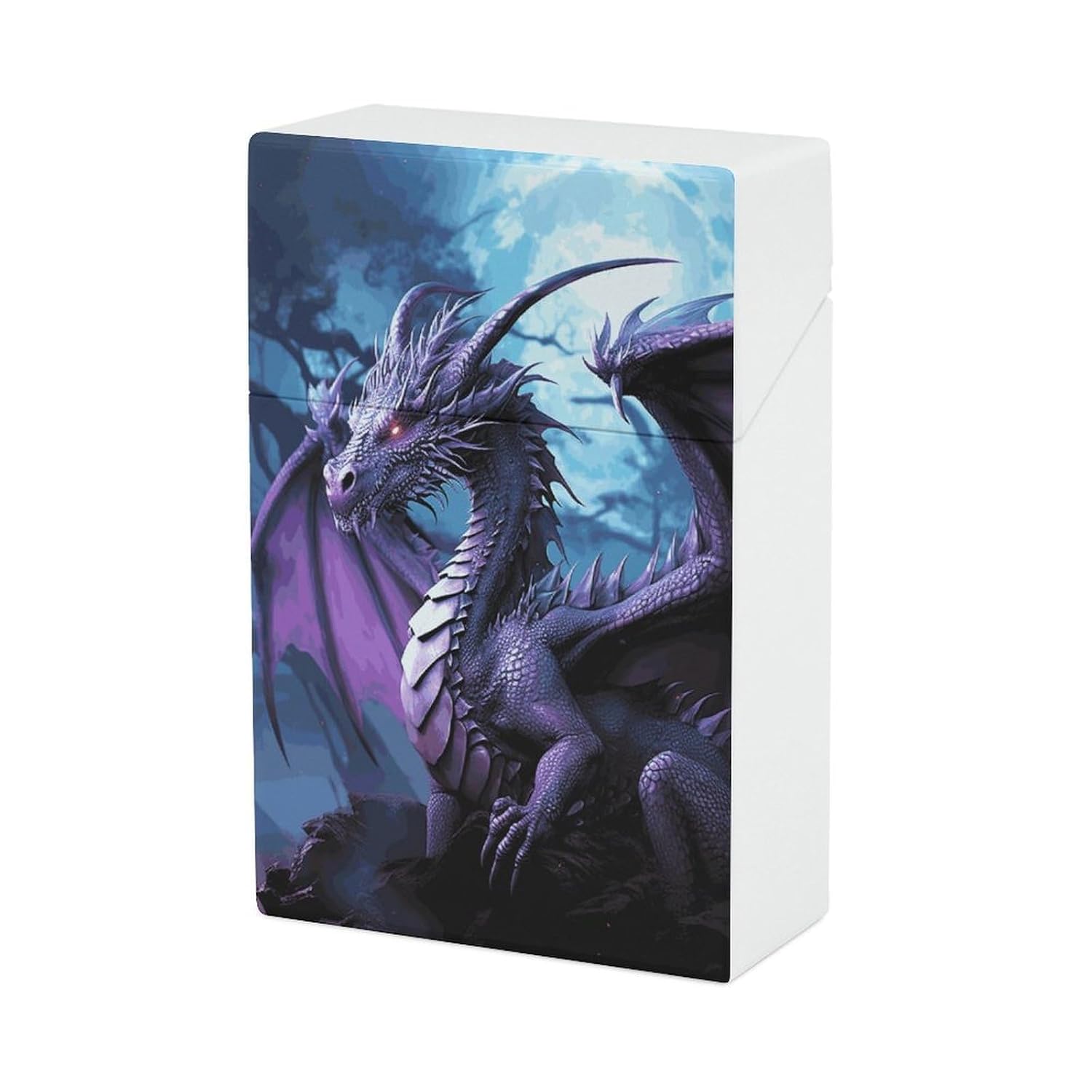 Plastic Purple Dragon Moon Cigarette Case Waterproof Cigarette Holder Box for 20pcs King Size Cigarettes, Crush Resistant Cig Case Pack Accessory, Ideal Gift for Smoker Women Men