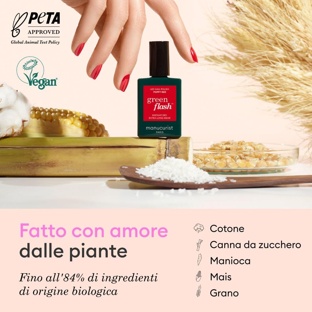 Manucurist Kit Semipermanente Unghie Rosso Poppy Red - Kit Unghie Gel Completo: Lampada UV LED Unghie Professionale 24W, Base & Top Coat, Gel Unghie, Solvente, Pinze - Idee Regalo Donna