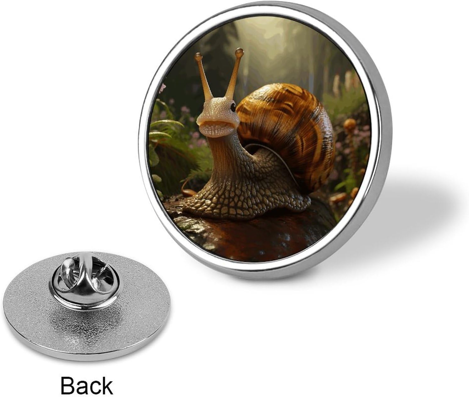 Round Metal Lapel Pin, Aluminum Alloy, Cartoon Snail image 3