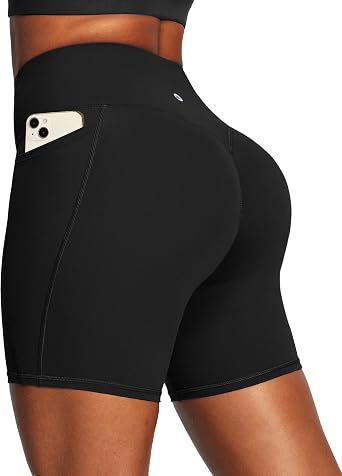 Ewedoos Butt Lifting Biker Shorts Women Tummy Control with Pockets Workout Gym Shorts High Waisted Spandex Yoga Shorts