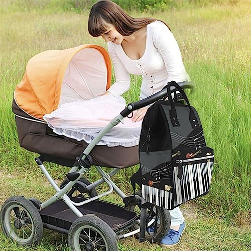 Sac à langer imprimé guitare et piano grand sac à dos multifonction bébé