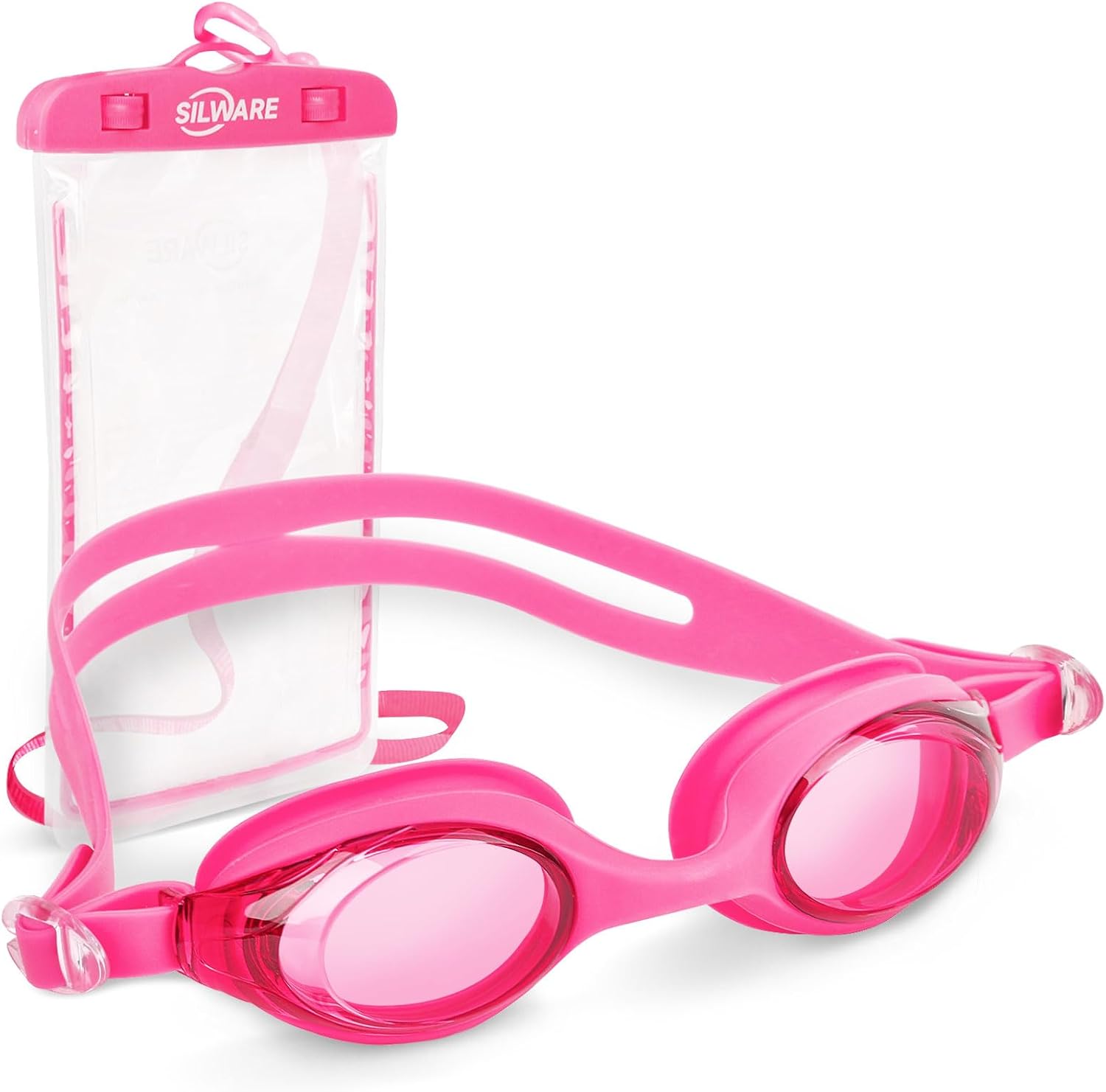Classic Swim Goggles with Waterproof Phone Pouch, Bright Colors