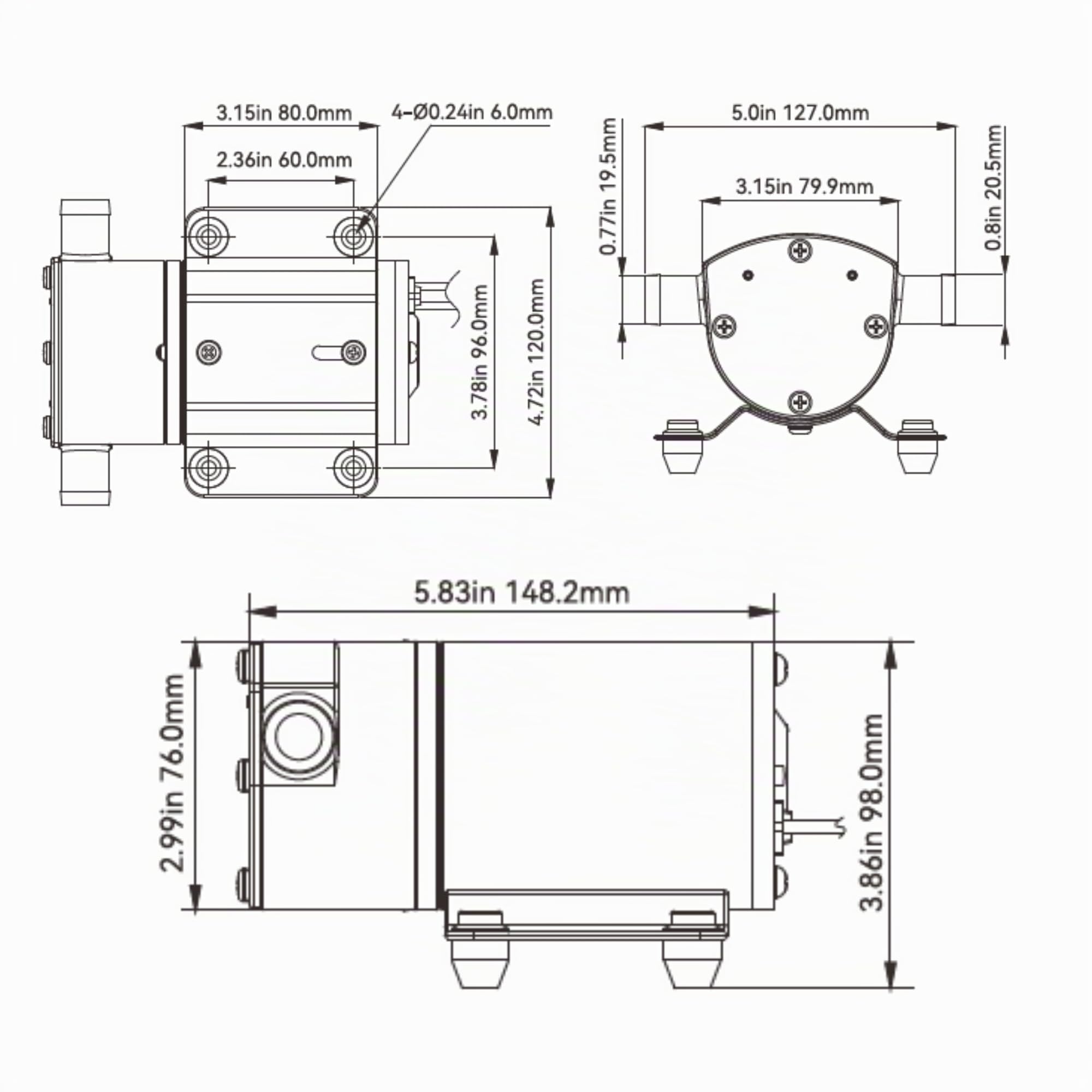 SEAFLO Marine - Bomba de balasto con impulsor autocebante reversible de 12 V y 8 GPM