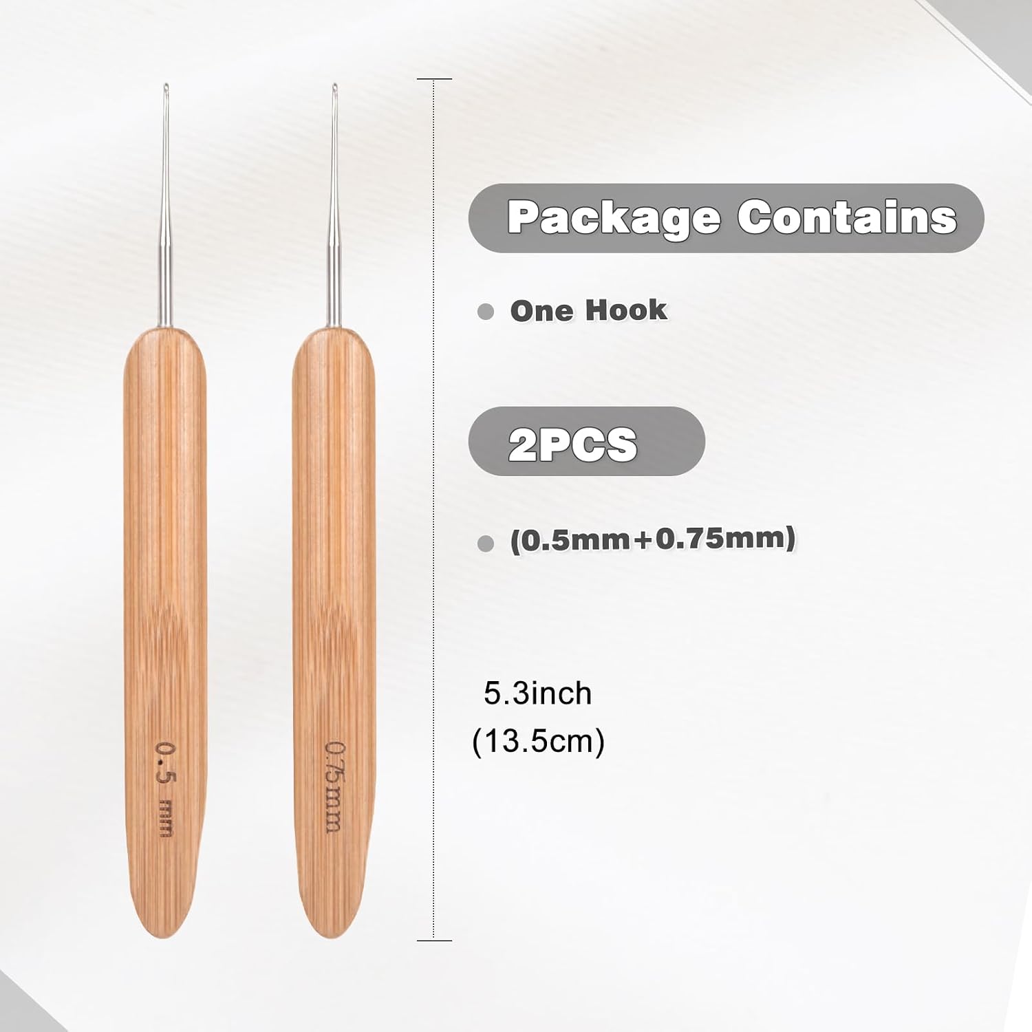 Richintol Dreadlock Crochet Hooks,Crochet Needles for Hair,Interlocking Tool for Locs,Hair Crochet Hook Loc Needles for Dreadlocks Braid Craft(1 Hook,2PCS:0.5mm+0.75mm)