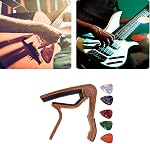 Pince,Picks de guitare couleur Rosewood Capo Accessoires acoustiques Capo Key Pince 5 Pcs Picks de guitare