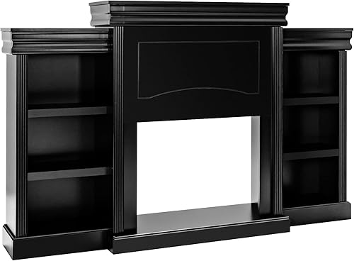 Tangkula Soporte de mantel independiente de 70 pulgadas, gabinete moderno con chimenea para sala de estar, dormitorio, mesa consola de madera con