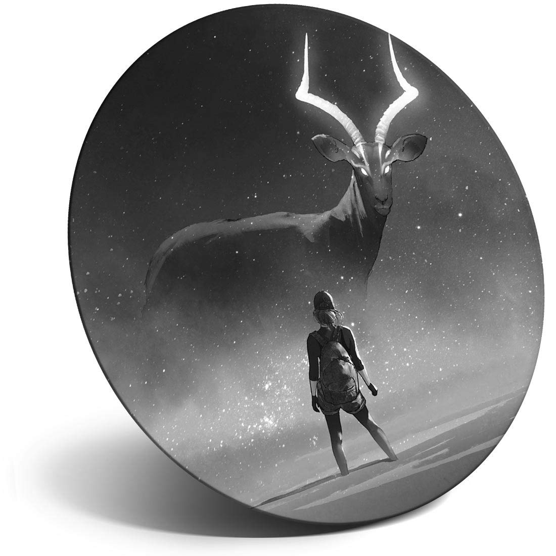 Destination Vinyl Ltd Magnet For Refrigerator, Fridge Bw - Fantasy Stag Patronus Fantasy Art For Office, Cabinet And Whiteboard, Magnetic Stickers, 36027