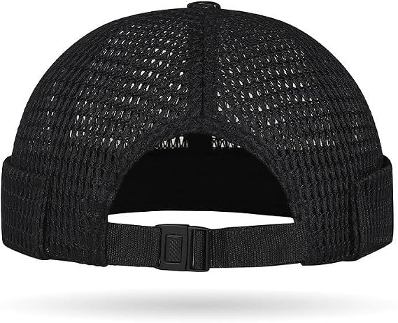 Brimless Docker Hat, 2 Pack Mens Breathable Brimless Hat, Lightweight Mesh Skull Cap for Summer Outdoor Wear