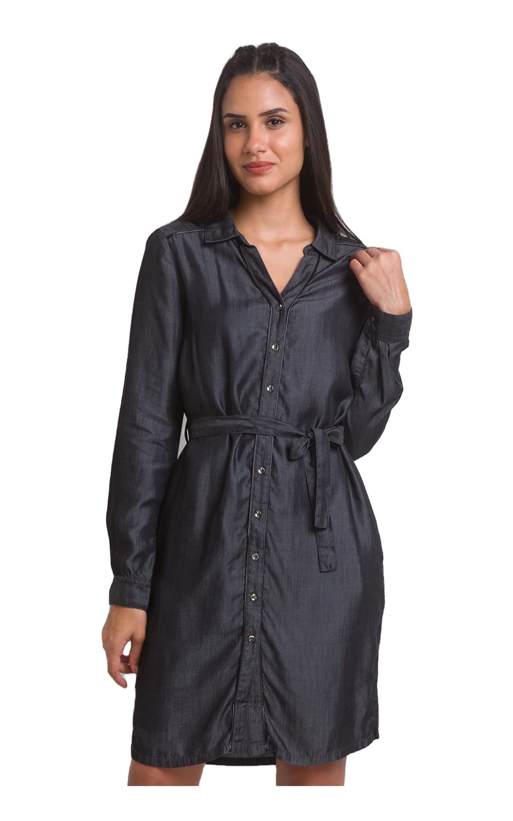 Spykar Women's Midi Denim Dress (WDDR02BB010 in blue