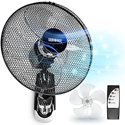 Duronic FN55 Wentylator ścienny 60W | 5 blado 40 cm | Głowica oscylacyjna z timerem | 3 prędkości | Pilot zdalnego sterowania | Mocny i cichy silnik | Zdejmowany uchwyt ścienny przesuwny w locie