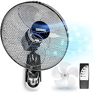 Duronic FN55 Wentylator ścienny 60W | 5 blado 40 cm | Głowica oscylacyjna z timerem | 3 prędkości | Pilot zdalnego sterowania | Mocny i cichy silnik | Zdejmowany uchwyt ścienny przesuwny w locie