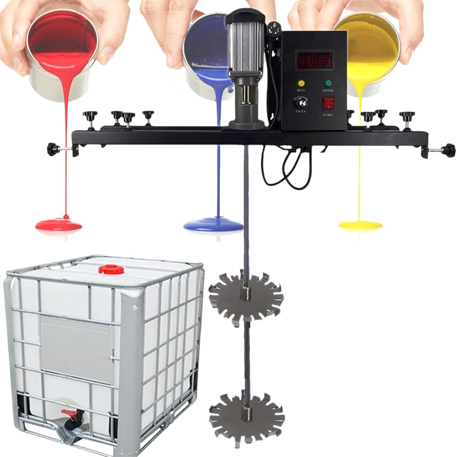 High-Powered Electric Tank Mixer Machine with Support Hanger for Efficient Paint Stirring - for Ink Dissolving and Mixing, Adjustable Speed and Low Noise Level,Packageb(Packagec)