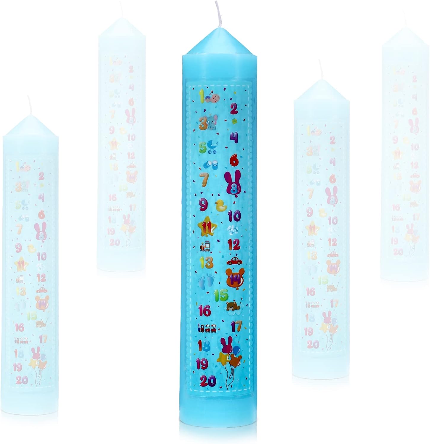 Jutom Birthday Countdown Candles Baby Shower 10 Inches Tall Birthday Pillar Candle First 1-21 Pillar Blue Annual for Boys Baby Shower Favor