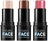 Contour Highlighter Blush Sticks - Long Lasting Waterproof Light Multi Stick Face Makeup - Bronzer Contour & Shimmer Pearl Highlighter Cream Blush Stick for Cheeks & Lips Black Package B Set