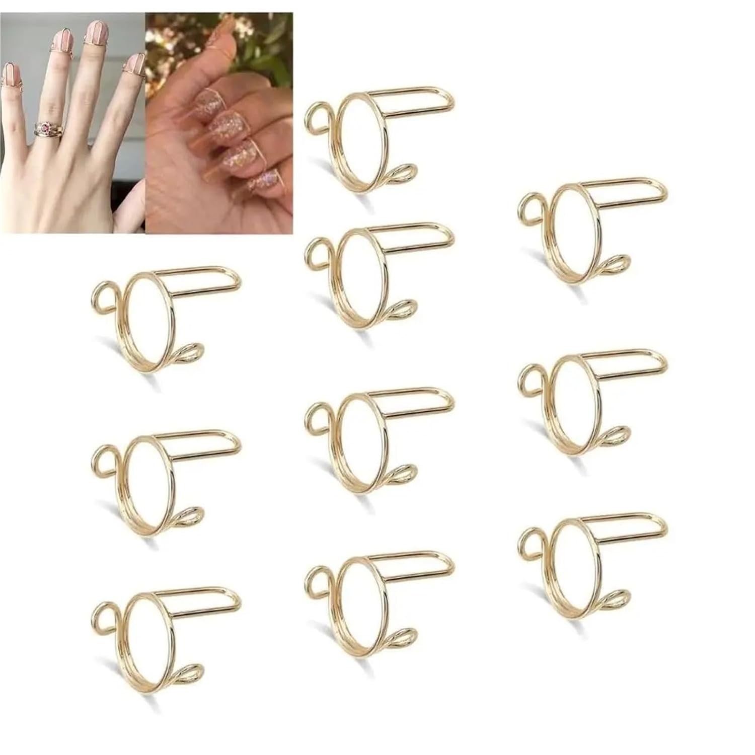Nail Rings Set 30 Pcs Nail Rings Causal Removable Fingertip Gold Color Silver Phalanx Ring Art Decoration(Silver)