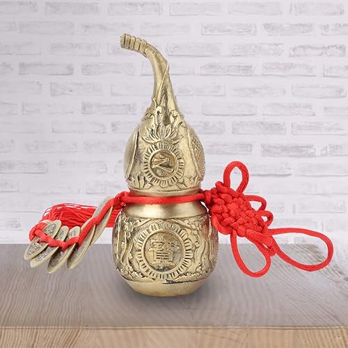 Miniatura 5 de Calabaza de latón para Feng Shui,Buena suerte china Wu Lou,Hu Lu Gourd,Cucurbit para la riqueza pacífica,Productos decorativos de Feng