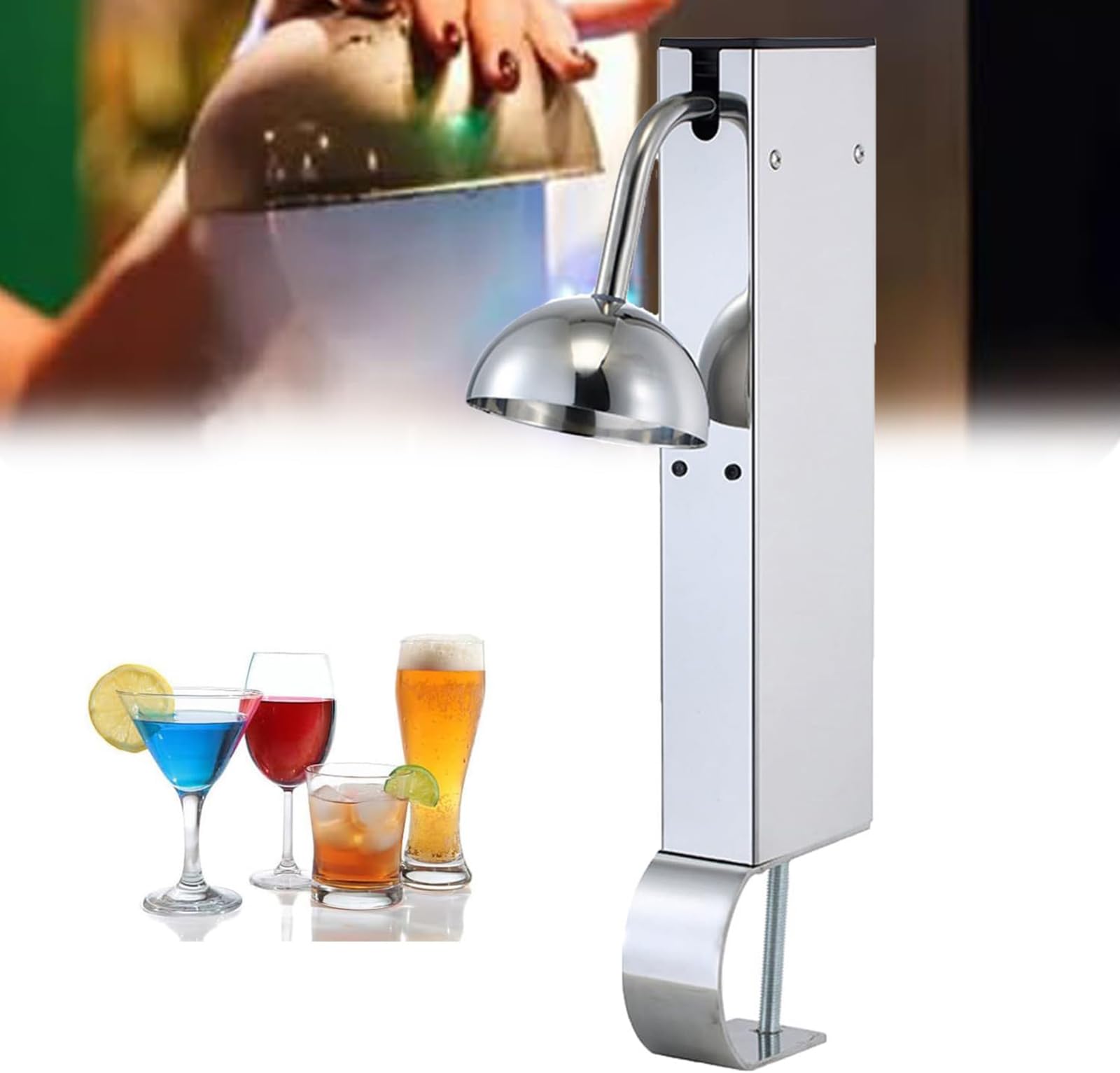 Raffreddatore per Bicchieri Commerciale, Congelatore per Bicchieri da Vino in Acciaio Inossidabile, Raffreddamento Rapido in 6 Secondi, 600 Tazze/Ora, per Cocktail, Birra, Bevande Miste, Bar