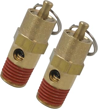 1/4" NPT 200 PSI Air Compressor Safety Relief Pressure Valve, Tank Pop Off, 2 Pack