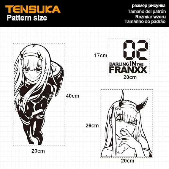 Darling in the Fran Anime Stickers for PC Case,02/Zero Two Classic Cartoon Decor Decals Sticker for Computer