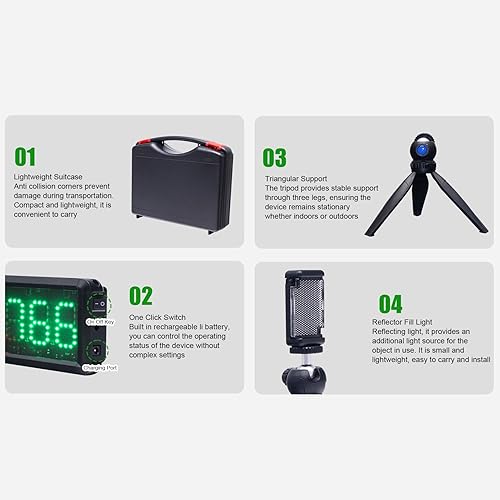 Miniatura 4 de Temporizador láser inalámbrico para sprints, reloj de carreras infrarrojo alimentado por batería, cronómetro con reflector y soportes, temporizador