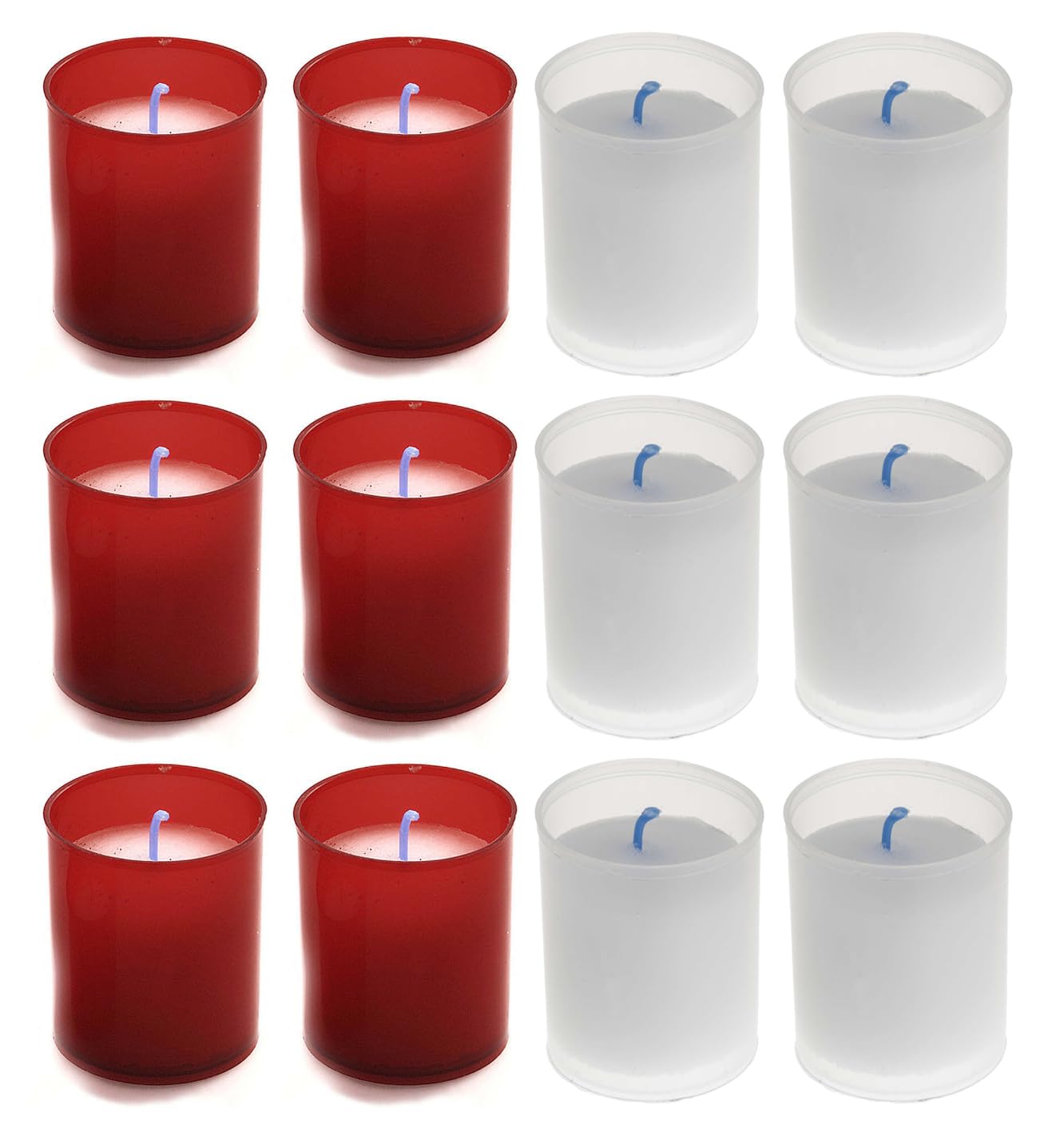 Lotto Di 12 Candele Rosse Votive - 6,5 X 4,7 Cm, Durata 24 Ore, Paraffina Vegetale, Inodori Per Decorazione E Preghiera