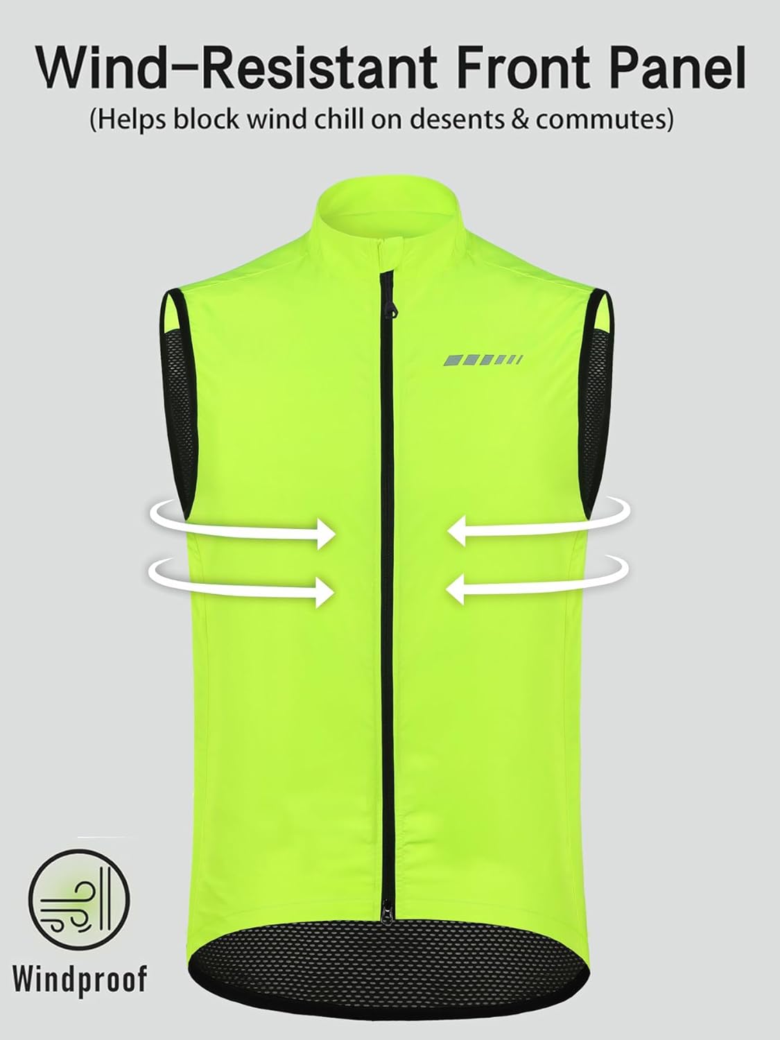 qualidyne Men's Windproof Cycling Vest – Lightweight Full-Zip Sleeveless Biking Jacket with Pockets for Cycling, Running - Image 3