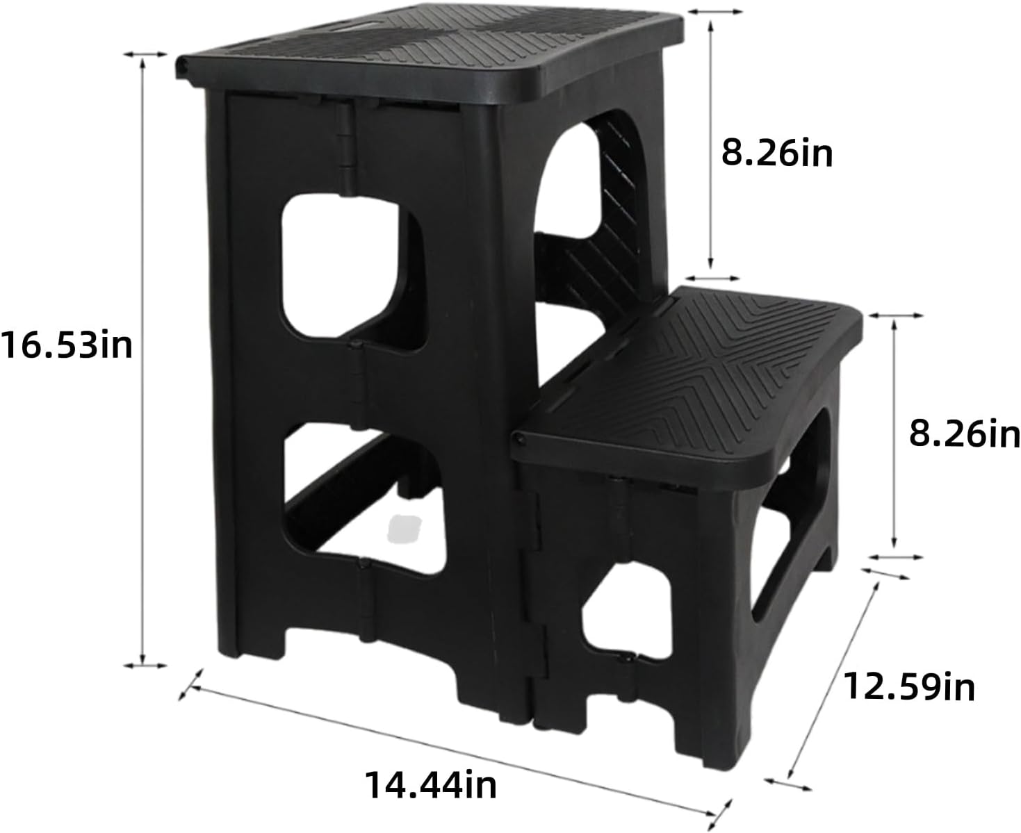 Foldable Step Stool - 2 Step Stool Foldable, 300 lbs Weight Capacity, Portable Footstool for Outdoor, Kitchen, Home, Bathroom, Bedroom, Office, RV (Black)