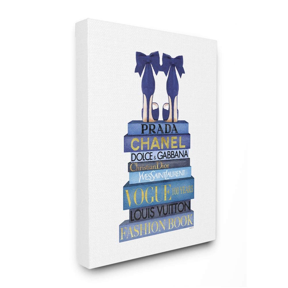Stupell Industries Blue Bow Heels on Bookstack, Designed by Amanda Greenwood, 16 x 20, Canvas Wall Art