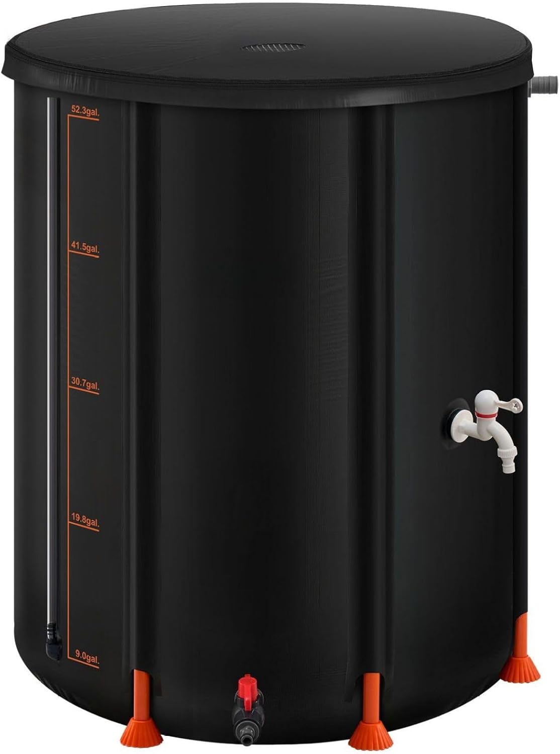 53 Gallon Rain Barrel, Collapsible Rainwater Collection System, 1000D PVC Garden Water Tank with Spigot & Overflow, Portable Water Catcher for Home & Garden